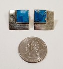 Vintage 925 Signed Nf Sterling Silver And Turquoise Earrings Pierced