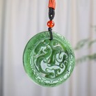 Chinese Natural Grade A Green Hetian Jade Jadeite Hand-carved Pendant Two Dragon