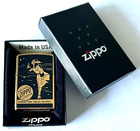 Zippo Windproof Polished Brass Lighter With Black Windy   Logo 99448  New In Box