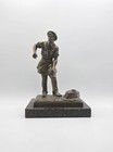 Vintage Heavy Metal Cast Sculpture 9 5  Tall With Stone Stand