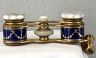 Antique French Guilloche Enamel   M o p   Lorgnette Opera Glasses By Colmont