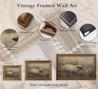 Vintage Gold Framed Farmhouse Animal Canvas Wall Art Retro Country Sheep Pain   
