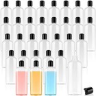 24 Pcs Reusable Squeeze Travel Bottles - 10oz Empty Toiletries Containers  Black