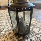 Antique  Brass Hanging  Lantern 6 Panels   Beveled Glass Lovely    