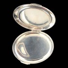Japanese Silver Compact Powder Case Pagoda Torii Landscape Engraved Mirror