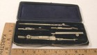 Antique Vintage Drafting Drawing Compass Set In Velvet Lined Fitted Box  2074