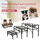Stainless Steel Food Water Stand Tray Double Elevated Raised Dog Pet Feeder Bowl