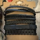 Boho Brown Black Leather Bracelet Set Of 10 Retro Braided Cord Stackable Unisex