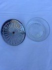 Vintage Glass Powder Jar Silver Lid Vanity Dish Trinket Box Art Deco