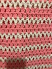 Vintage Handmade Crochet Vest Pink White Shawl Collar Granny Stitch Button Front
