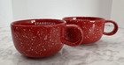 2019 Starbucks Holiday Red White Speckled Wide Coffee Mugs 16 Oz Set   2 - New