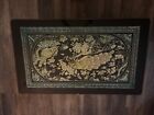 Vintage Rare Folding Table Tea Chinoiserie Mother Of Pearl Inlay  Peacock Nature