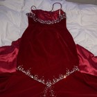 Vintage Tiffany Designs Red Velvet Wedding Gown Formal Dress Reinstones Beading