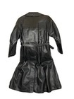 Vtg 70s Black Goat Skin Trench Coat Leather Belted Jacket Skinn Master Size 40