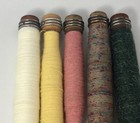 Vtg  Wooden Sewing Bobbins With Thread yarn Set Of 5 Lot 6 
