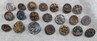 21 Vintage Antique Metal Picture Buttons Floral  5
