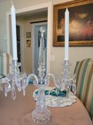 1   Two Arm Crystal  Candelabra   Waterford Base And Crystals   21   16 Tall 