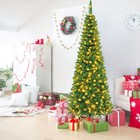 Slim Christmas Tree W  Lights Pencil Pine Artificial Xmas 4 5 6 7ft Decoration