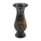 Vintage Brass Damascene Vase Made In India Floral Etched Mini 3 5  Vase