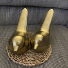 Vintage Brass Bird Figurines Pair Gold Tone Made In India Mid Century