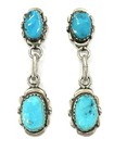 Vintage Native American Sterling Silver Turquoise Dangle Earrings Signed Eq