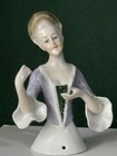 Antique German Porcelain Volkstedt Rudolstadt 3 3 4    Half Doll Pin Cushion