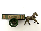 Buster Express Tin Horse-drawn Open Bed Wagon Toy  Spoke Wheels Not Wind-up 12x4