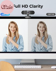1080p Webcam Computer Camera With Microphone   Wide View - Auto Light Correction