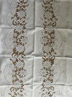 Vtg Madeira Style Linen Tablecloth 66x110 Cutwork Floral 4 Napkins Richelieu