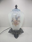 Vintage Hand Painted Gwtw Floral Milk Blue Glass Nightlight Lamp