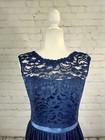 Nwt Navy Blue David s Bridal Long Lace Mesh  mother Of The Bride  Dress - Size 4