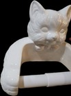 Ceramic White Cat Toilet Paper Tp Dispenser Holder Wall Mount