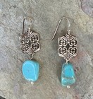 Barse Nwt Blue Turquoise Drop 92 5 Sterling Silver Ornate Earrings