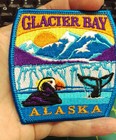 Embroidered Alaska Patch - Glacier Bay Alaska Patch With Puffin And Whale Tail