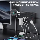 Flat Plug Power Strip With 16 Outlet Extension Cord Usb Port Surge Protector
