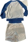 Mickey Mouse Boys 2 Pc Set 4t Baseball Sweatshirt Shorts Blue White Pin Stripe
