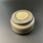 Victorian Faux Pearl Metal Round Vanity Powder Puff Music Trinket Box Star Dust