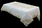 Super Clearance    Ivory 72x144  Embroidery Floral Organza Tablecloth 12 Napkins