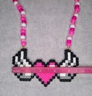 Pink Heart Perler Bead Kandi Necklace-edc-rave-festival-plur-edm