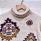 Carolina Colours Vintage Aztec Confetti Turtleneck Sweater Beige Womens Plus 2x