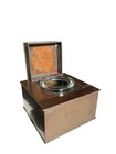 Antique Inkwell Bronze K  o Original Glass Insert Hinged Lid Square Box