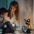 Whimsical Stained Glass Cat Lamp - Retro Bigfoot Night Light On Sale Today 