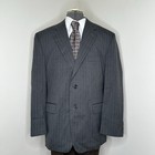 Izod Mens 44r 48  Blazer Sport Coat Suit Jacket Gray Striped 2 Button Wool