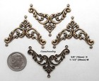  1597 Antiqued Brass Open Filigree 3 Ring Corner Florish - 4 Pcs