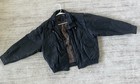 Men s Black Leather Bomber Jacket Zip Front Short Paisley Lined Regular