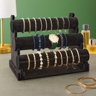 3-tier Velvet Bracelet Holder Stand And Organizer - Jewelry Display Rack  black 