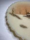 Fenton     Sunset On Cameo Satin    Hand Painted Custard Glass Plate Carol Shaffer