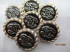 Lot Of Seven 20mm Designer Cc Buttons Gold Tone Black Chanel 7 Buttons