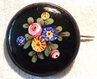 Victorian Floral Rose Brooch Enamel Floral Marigold Antique Hand Painted Pin