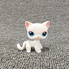 Lps  64 Rare Littlest Pet Shop Pink White Short Hair Cat Kitty Blue Eyes